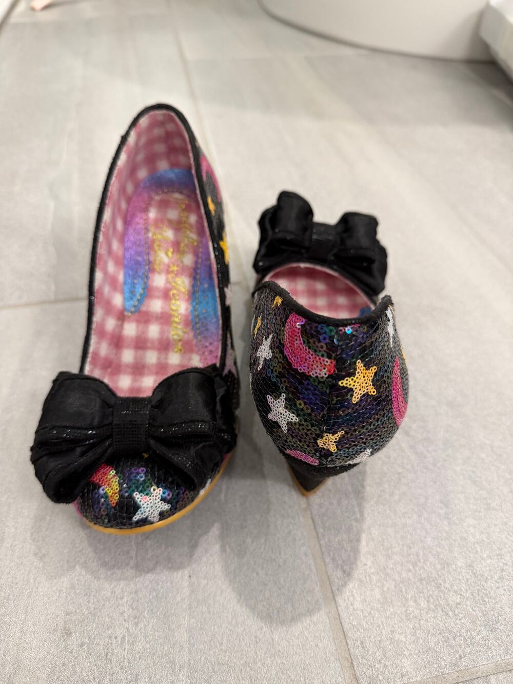 Irregular Choice Ban Joe Stars Moons Sequin Bow Heels Black Multicolor